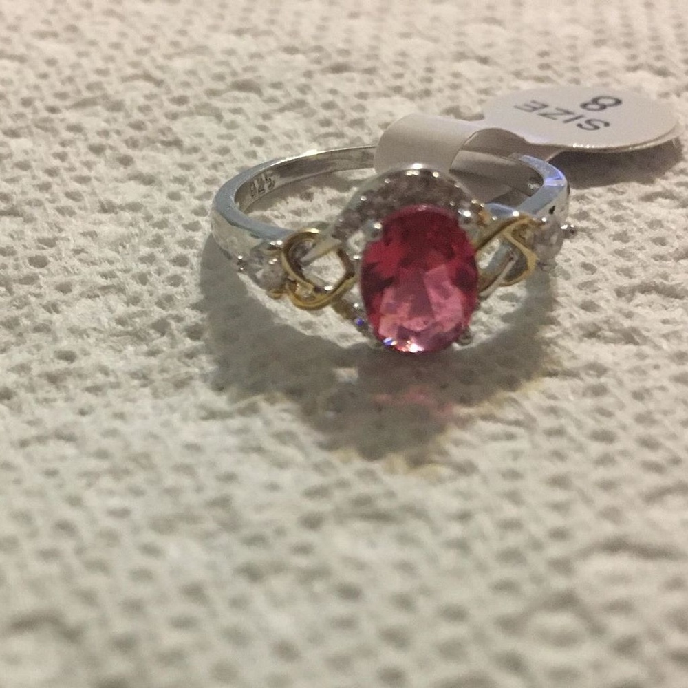 Beautiful Pink Topaz two toned ring, NWT